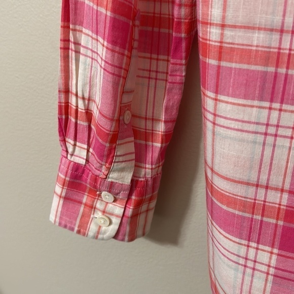 VINEYARD VINES RESORT PLAID RELAXED BUTTON DOWN BRIGHT PINK SIZE 8 - Picture 9 of 10